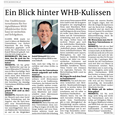 Advertorial Bezirkszeitung – WHB
