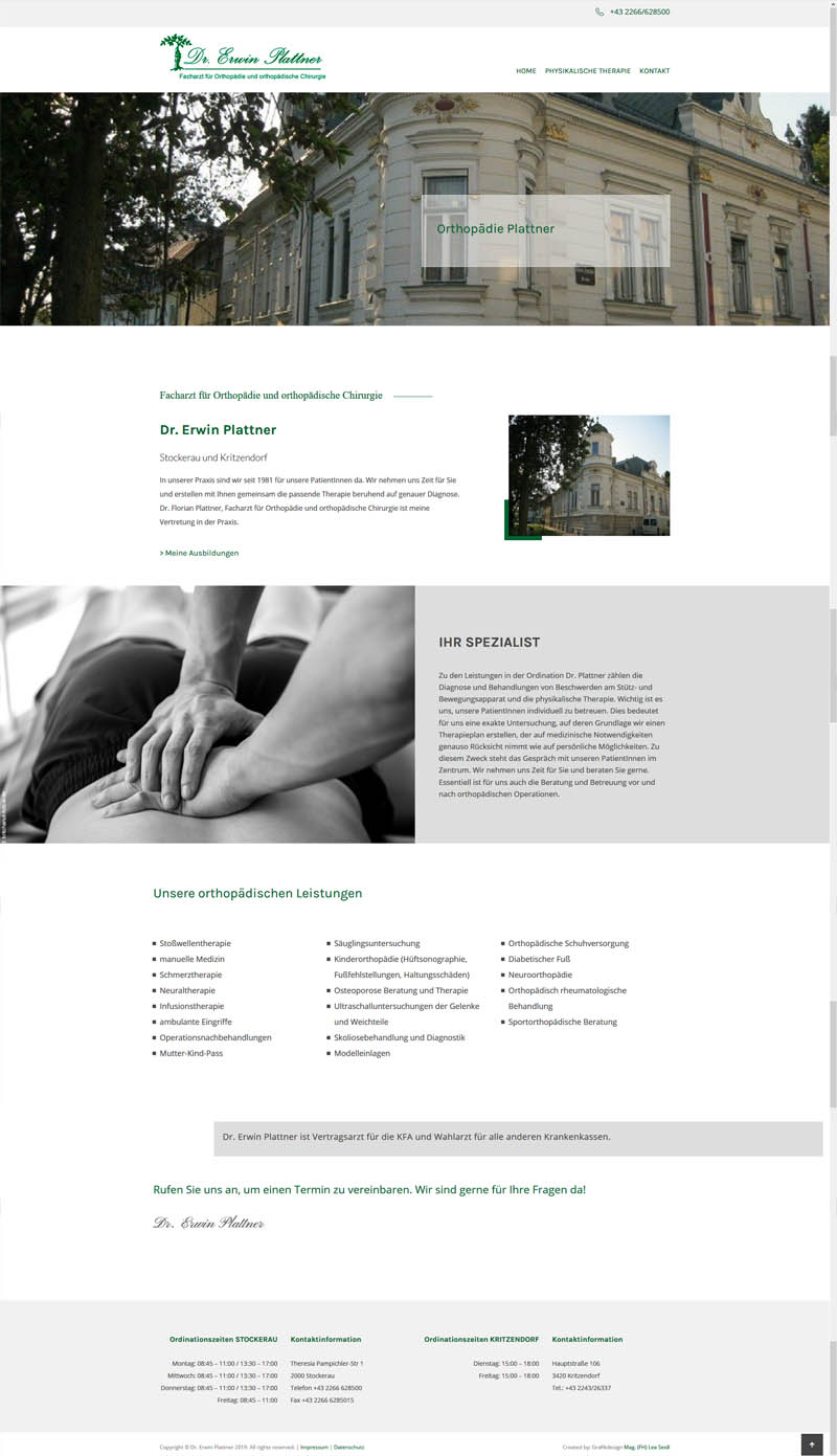 Orthopäde Website Homepage erstellen lassen Webdesign Agentur Wordpress SEO Erwin Plattner