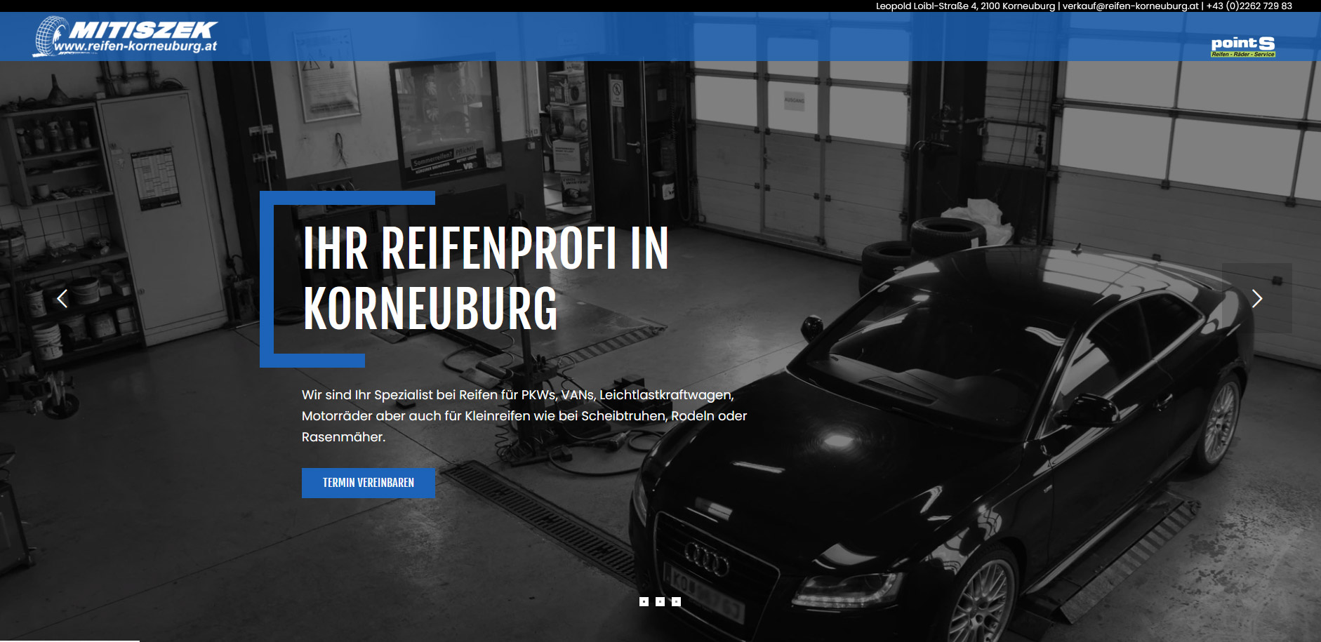 Reifen Mitiszek Korneuburg, Website, Online, Homepage, Reifenhändler